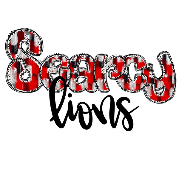 Searcy Lions Black/Red Brushstrokes