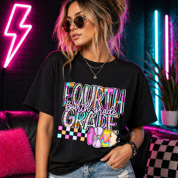 Neon Checkers Grade Levels (Pre-K - 6th Grade)