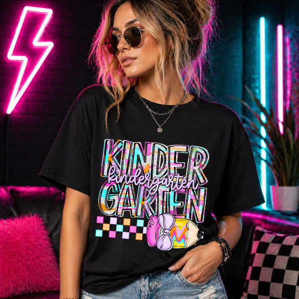 Neon Checkers Grade Levels (Pre-K - 6th Grade)