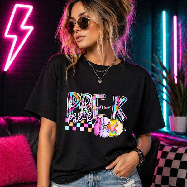 Neon Checkers Grade Levels (Pre-K - 6th Grade)