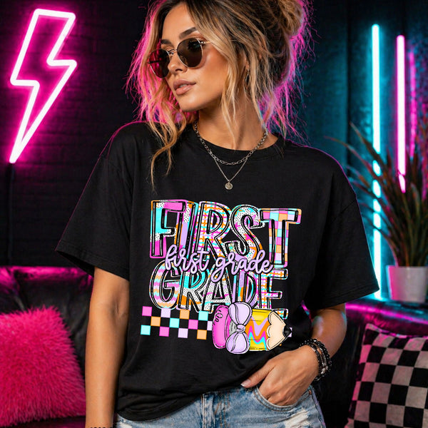 Neon Checkers Grade Levels (Pre-K - 6th Grade)