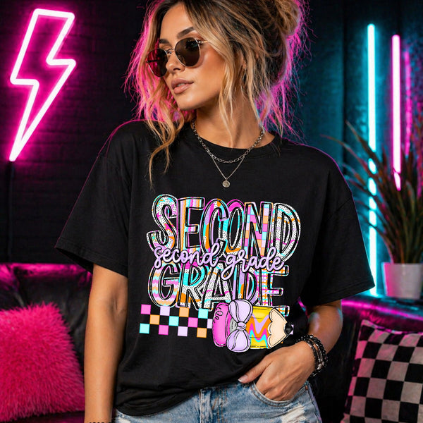 Neon Checkers Grade Levels (Pre-K - 6th Grade)