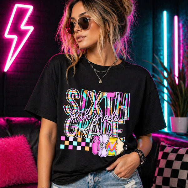 Neon Checkers Grade Levels (Pre-K - 6th Grade)