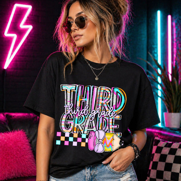 Neon Checkers Grade Levels (Pre-K - 6th Grade)