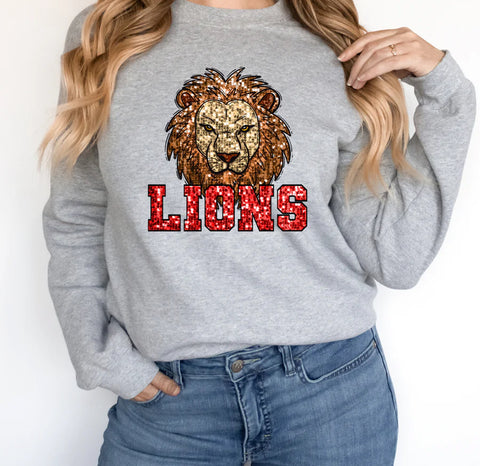 Lions Faux Sequins Mascot Head