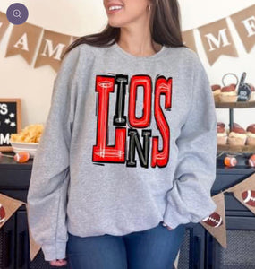 Lions Red and Black Letters - ADULT ONLY