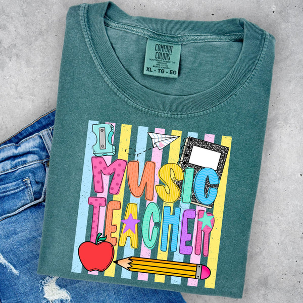 Colored Stripes Music Teacher