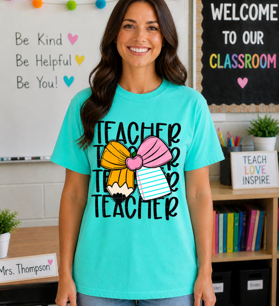 Stacked Teacher Bow - Can be Personalized