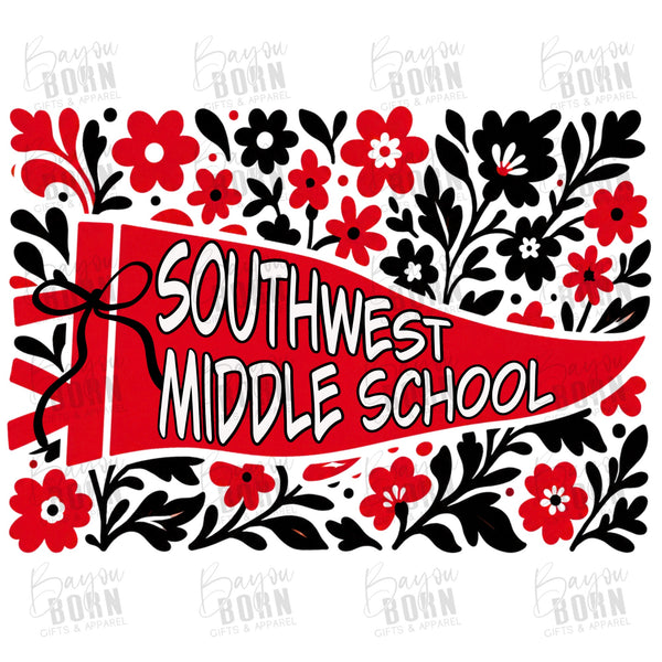 Southwest Middle School Floral Pennant