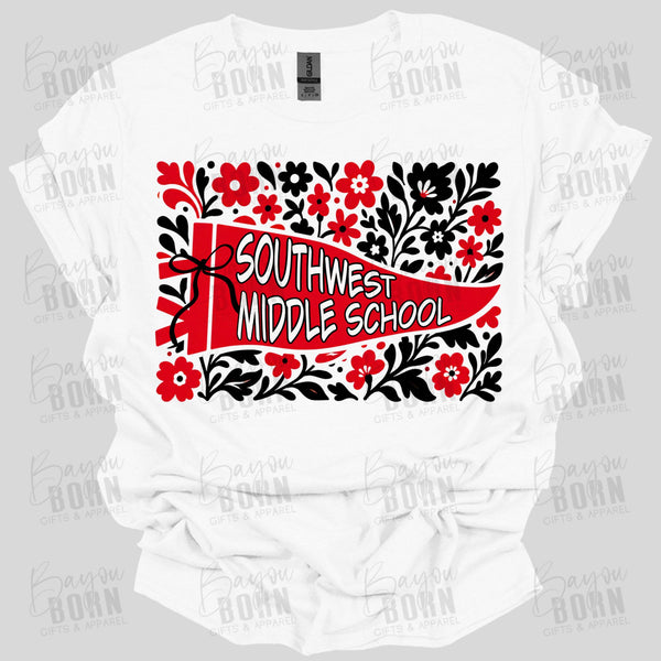Southwest Middle School Floral Pennant