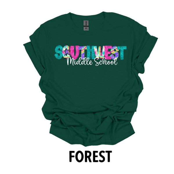 Southwest Middle School Swirl Letters