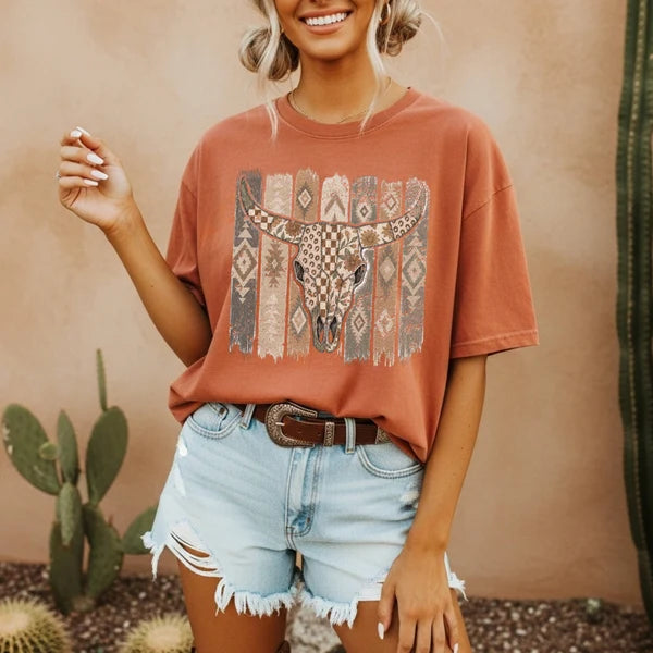 Aztec Brushstrokes Cow Skull (Closes 9/19)