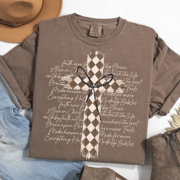 Checkered Cross Faith Words (Closes 10/17)
