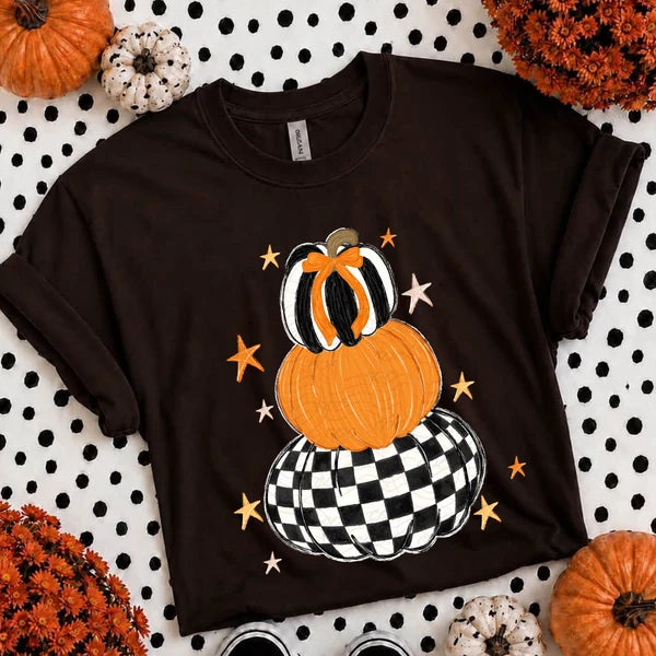 Checkered Striped Pumpkin Stack (Closes 10/10)