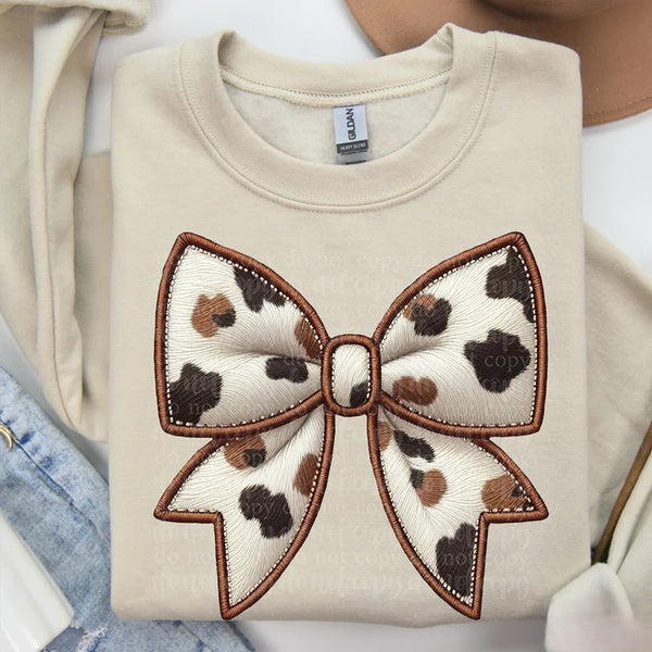 Cow Coquette Bow Faux Embroidery (Closes 10/12)