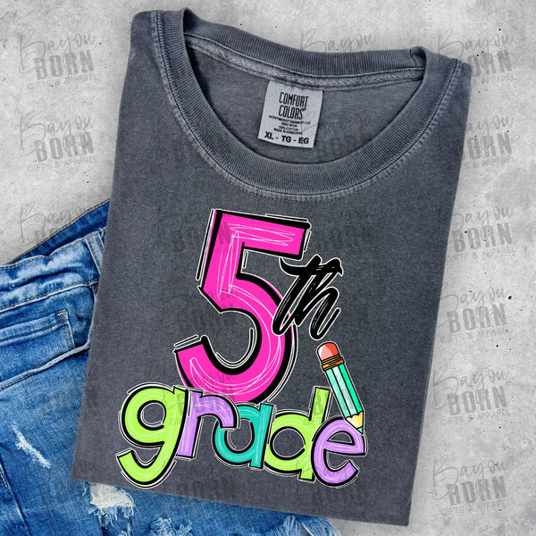 Scribble Letters Grade Levels - Pre-K - 6th Grade (Pink or Blue Font)