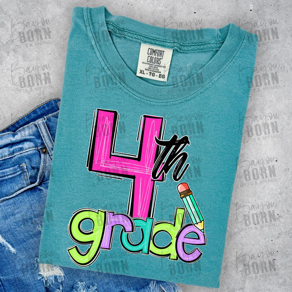 Scribble Letters Grade Levels - Pre-K - 6th Grade (Pink or Blue Font)