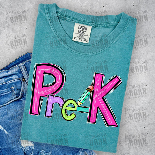 Scribble Letters Grade Levels - Pre-K - 6th Grade (Pink or Blue Font)