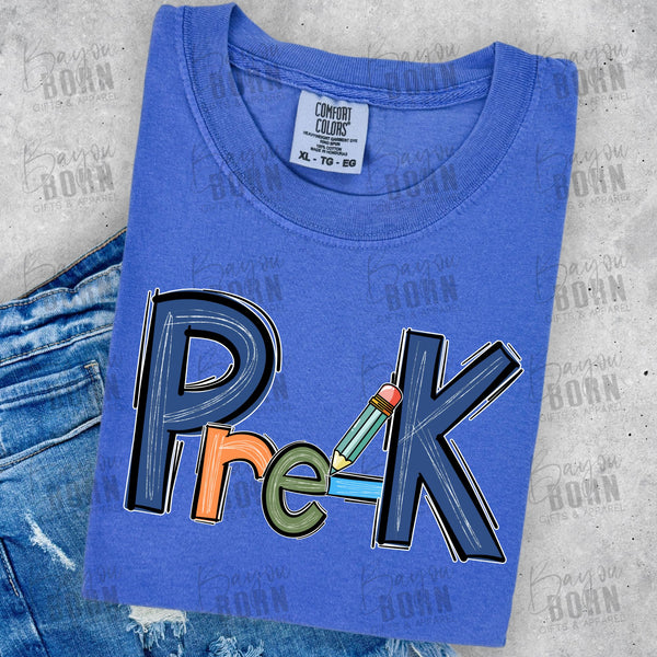 Scribble Letters Grade Levels - Pre-K - 6th Grade (Pink or Blue Font)