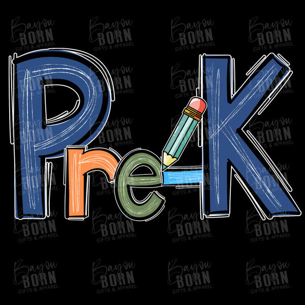 Scribble Letters Grade Levels - Pre-K - 6th Grade (Pink or Blue Font)