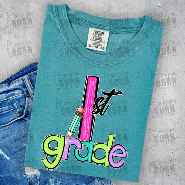 Scribble Letters Grade Levels - Pre-K - 6th Grade (Pink or Blue Font)