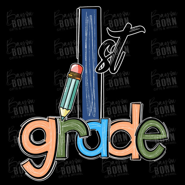 Scribble Letters Grade Levels - Pre-K - 6th Grade (Pink or Blue Font)