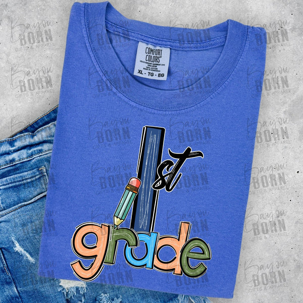 Scribble Letters Grade Levels - Pre-K - 6th Grade (Pink or Blue Font)