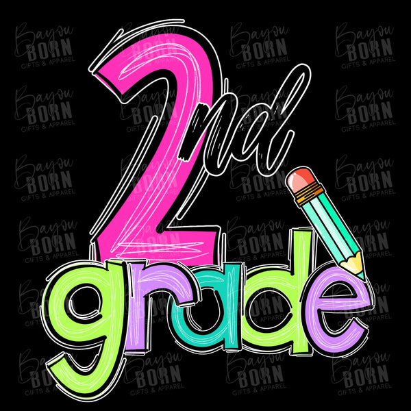 Scribble Letters Grade Levels - Pre-K - 6th Grade (Pink or Blue Font)
