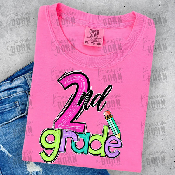 Scribble Letters Grade Levels - Pre-K - 6th Grade (Pink or Blue Font)