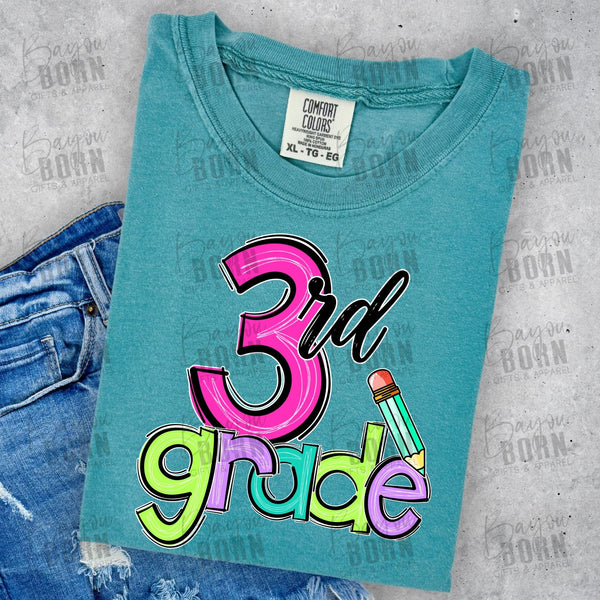Scribble Letters Grade Levels - Pre-K - 6th Grade (Pink or Blue Font)