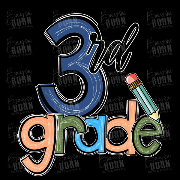 Scribble Letters Grade Levels - Pre-K - 6th Grade (Pink or Blue Font)