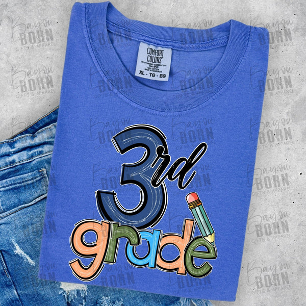 Scribble Letters Grade Levels - Pre-K - 6th Grade (Pink or Blue Font)