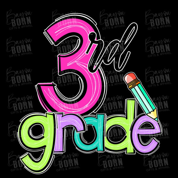 Scribble Letters Grade Levels - Pre-K - 6th Grade (Pink or Blue Font)