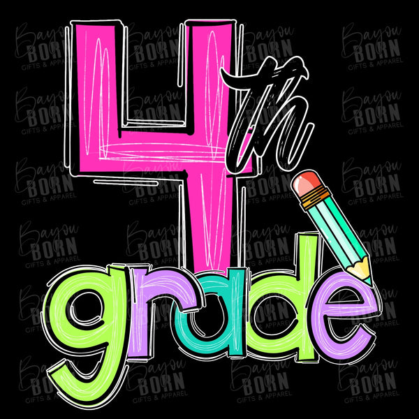 Scribble Letters Grade Levels - Pre-K - 6th Grade (Pink or Blue Font)