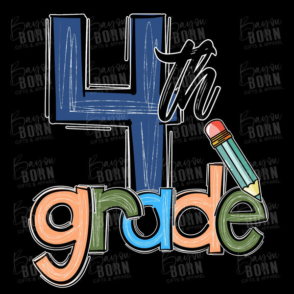 Scribble Letters Grade Levels - Pre-K - 6th Grade (Pink or Blue Font)