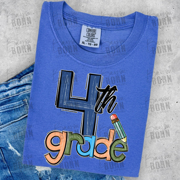 Scribble Letters Grade Levels - Pre-K - 6th Grade (Pink or Blue Font)