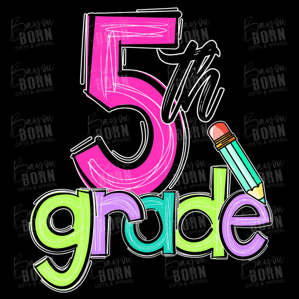 Scribble Letters Grade Levels - Pre-K - 6th Grade (Pink or Blue Font)