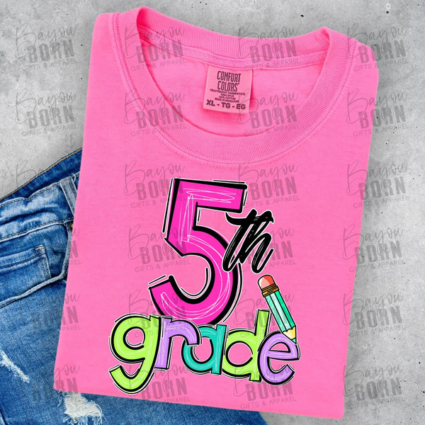 Scribble Letters Grade Levels - Pre-K - 6th Grade (Pink or Blue Font)