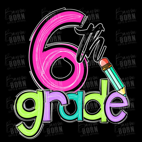 Scribble Letters Grade Levels - Pre-K - 6th Grade (Pink or Blue Font)