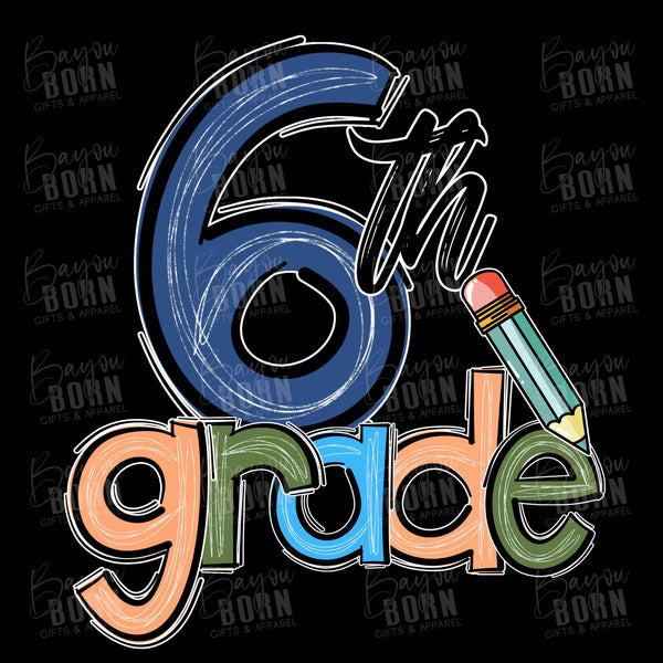 Scribble Letters Grade Levels - Pre-K - 6th Grade (Pink or Blue Font)