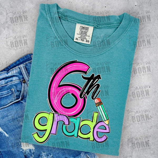 Scribble Letters Grade Levels - Pre-K - 6th Grade (Pink or Blue Font)