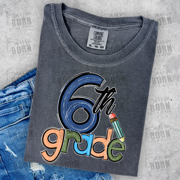 Scribble Letters Grade Levels - Pre-K - 6th Grade (Pink or Blue Font)
