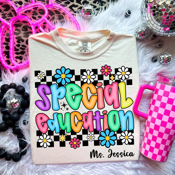 Retro Checkered Special Education - Personalized