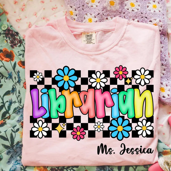 Retro Checkered Librarian - Personalized