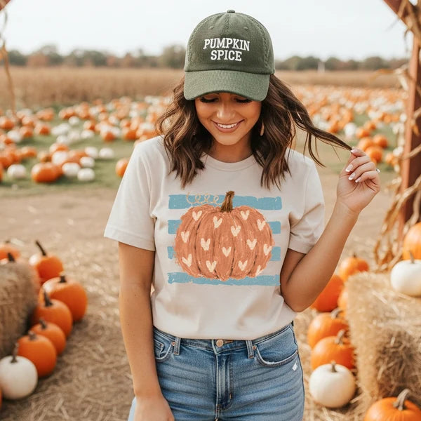 Pumpkin Heart Stripes Blue (Closes 8/15)