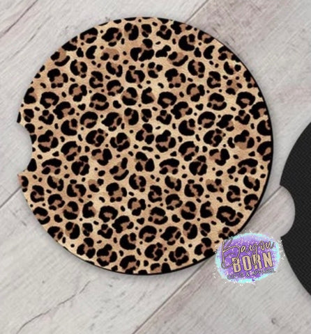 Brown Leopard - Neoprene Car Coasters