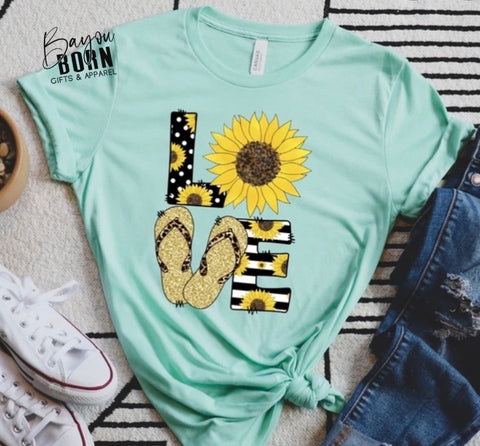 Love Sunflower Flip Flops