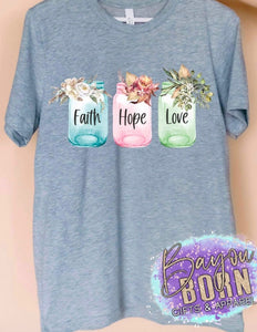 Faith Hope Love Mason Jars