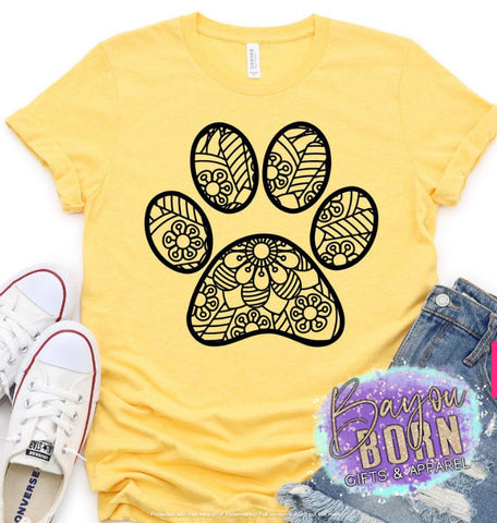 Paw Print Mandala Black Outline