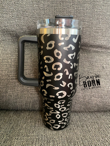 Laser Engraved 40 oz Leopard Tumbler - Stainless Steel